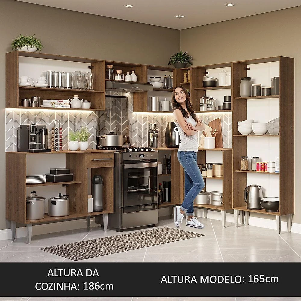 Armário De Cozinha Completa De Canto 417Cm Madesa 02
