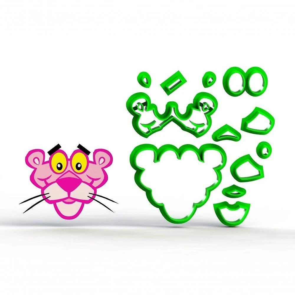 Cortador Pantera Mod 1 Plástico PLA 5CM Rosa Modular HB Formas e Cortadores