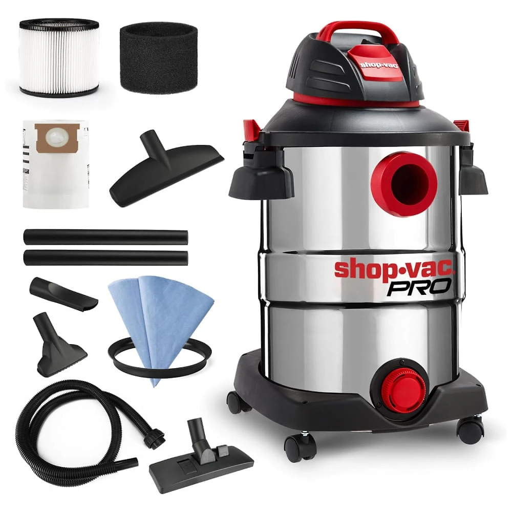 Aspirador de Pó Profissional de 45,48 Litros com Tanque de Aço Inoxidável, Motor de 6 Picos, 110V 1416W, Shop Vac Pr...