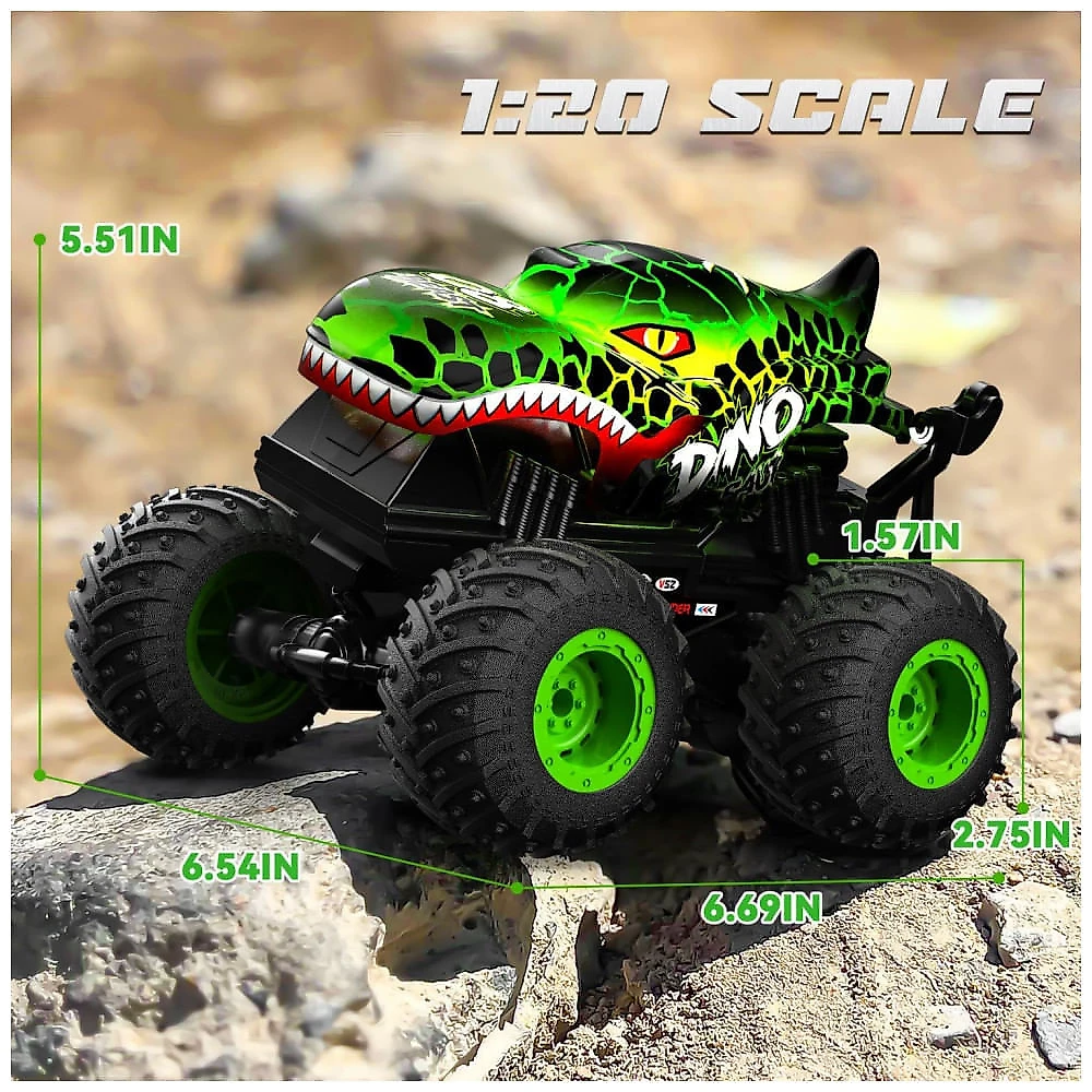Caminhão Monstro de Brinquedo para Crianças, 120 Dinossauros RC Carro Caminhão com 360 Voltas Drift, Caminhões Monstros All-Terrain de 2.4GHz,Gohero