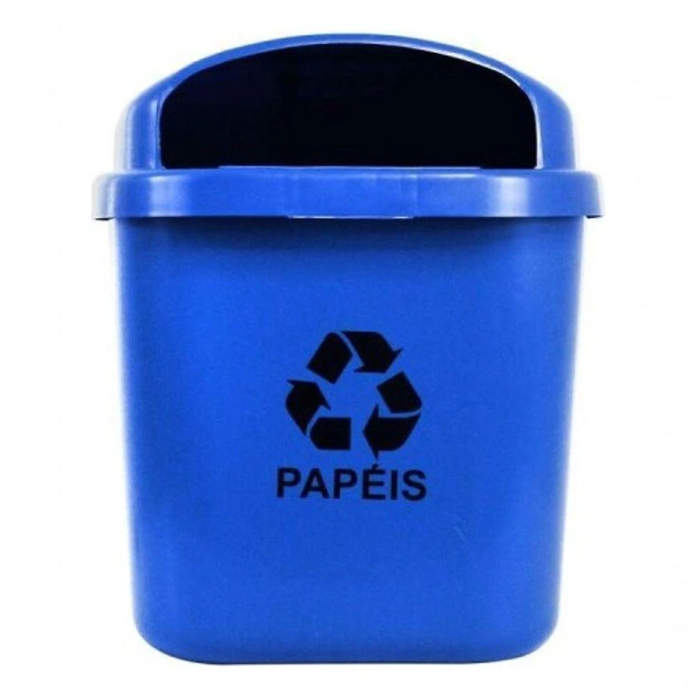 Cesto para Coleta Seletiva ST3 40L Individual sem Poste com Fechadura e Apagador de Cigarros Preto