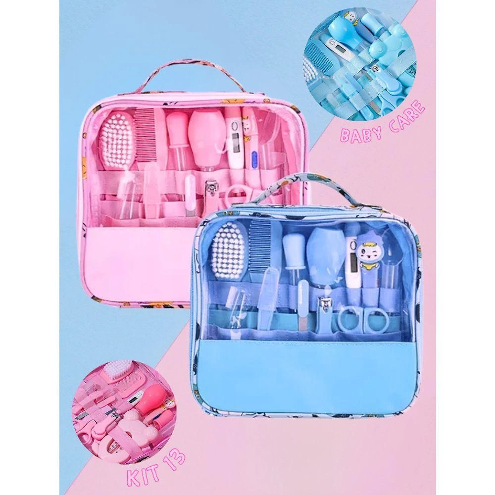 Kit Higiene para Bebê 13 Peças Recém Nascido Essencial Azul e Rosa OEM