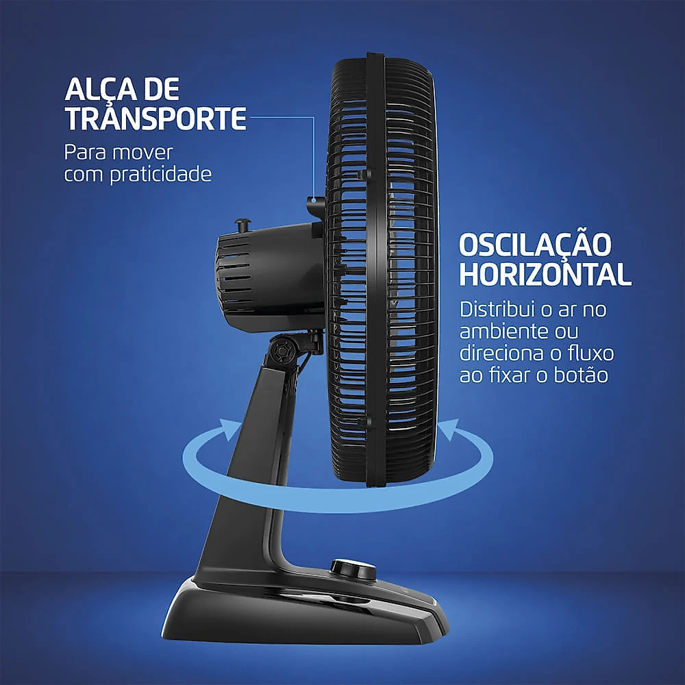 Ventilador 40cm Turbo Force Mondial Preto/Prata VTF-40-8P-BS 127V
