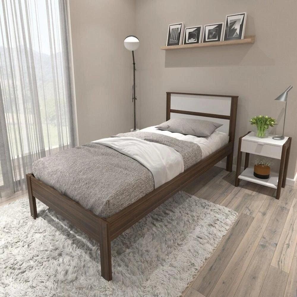 Conjunto Cama Solteiro com 1 Mesa de Cabeceira
