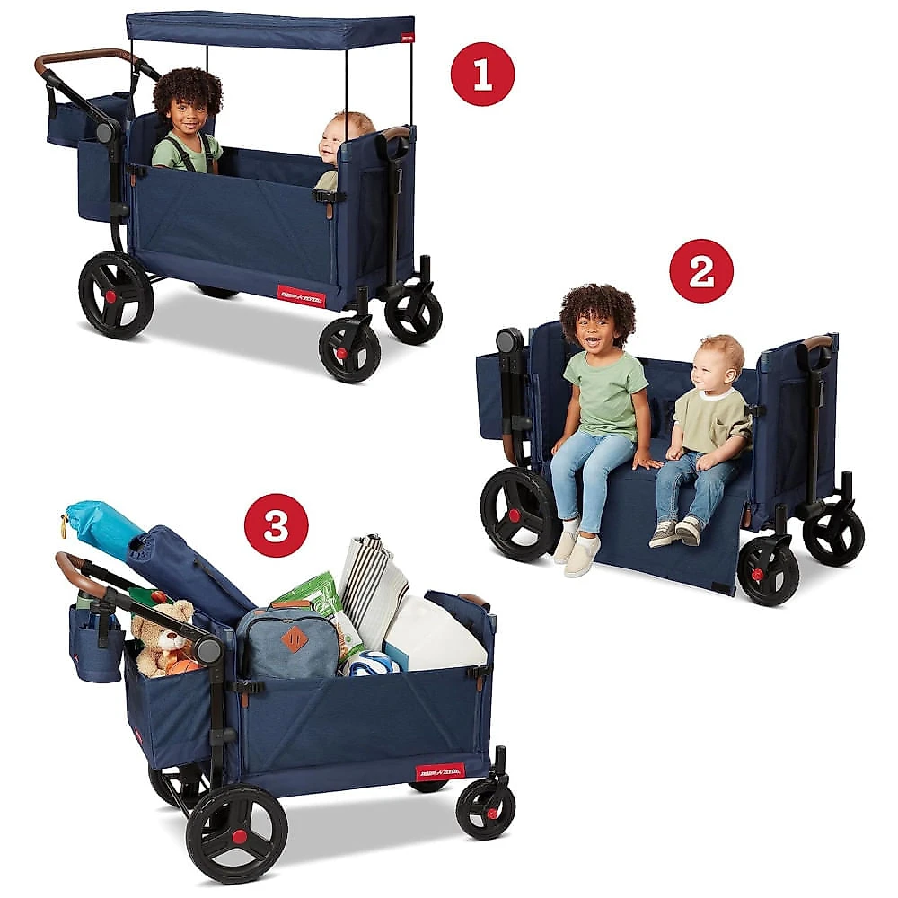 Carrinho de Passeio Vagão Dobrável Multifuncional para Crianças, Radio Flyer, Azul 110v