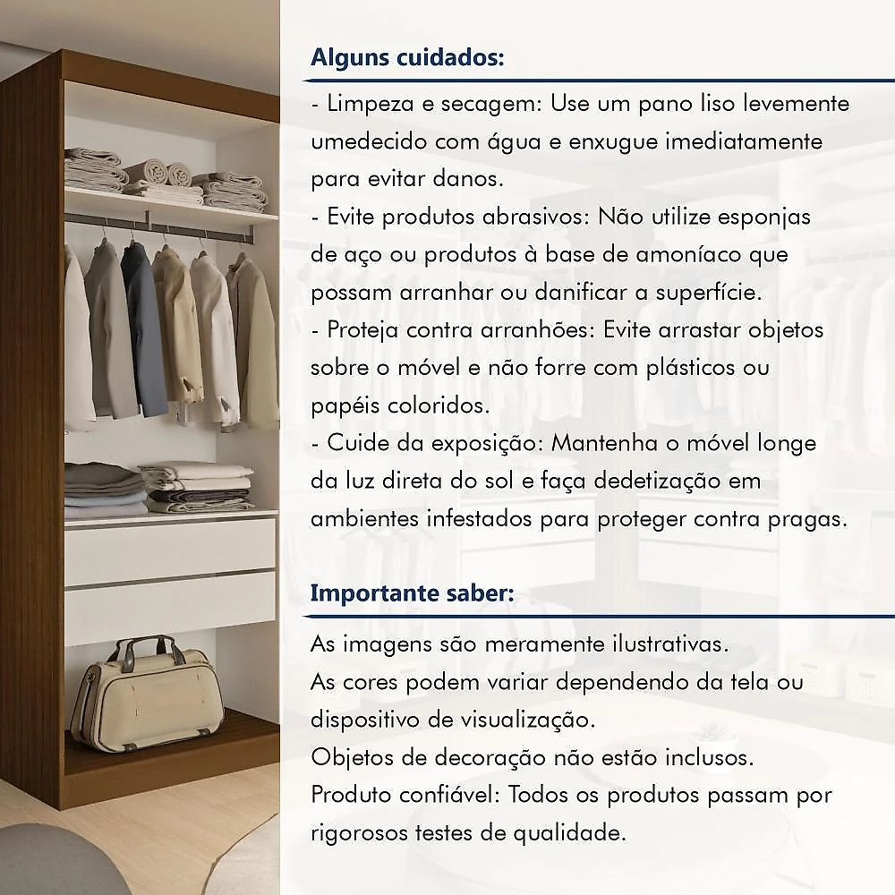 Closet Casal sem Portas 8 Gavetas Paris Duo Premium Freijó