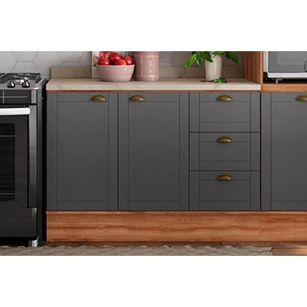 Cozinha Modulada Carraro Bella 4 Peças (2armários+1balcão+1paneleiro) C4p57 Branco-carraro