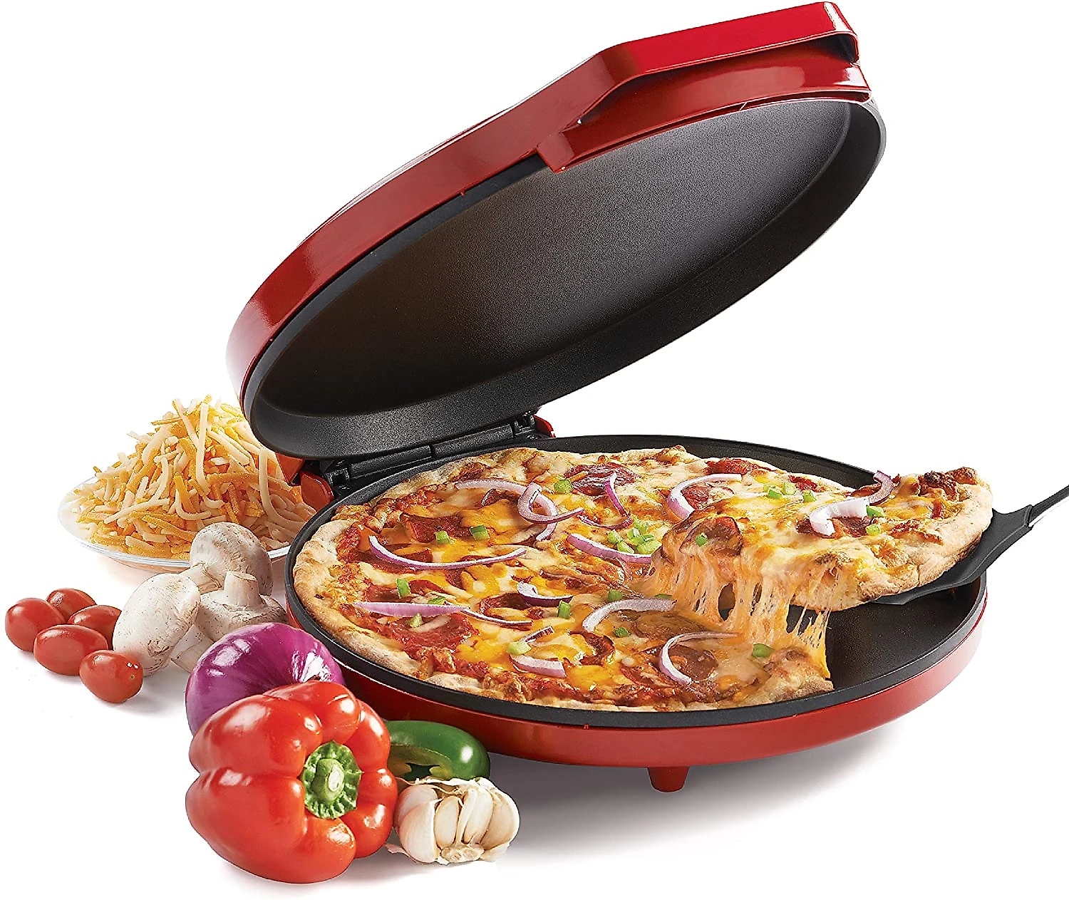 Betty Crocker Pizza Maker com temperatura variável vermelho