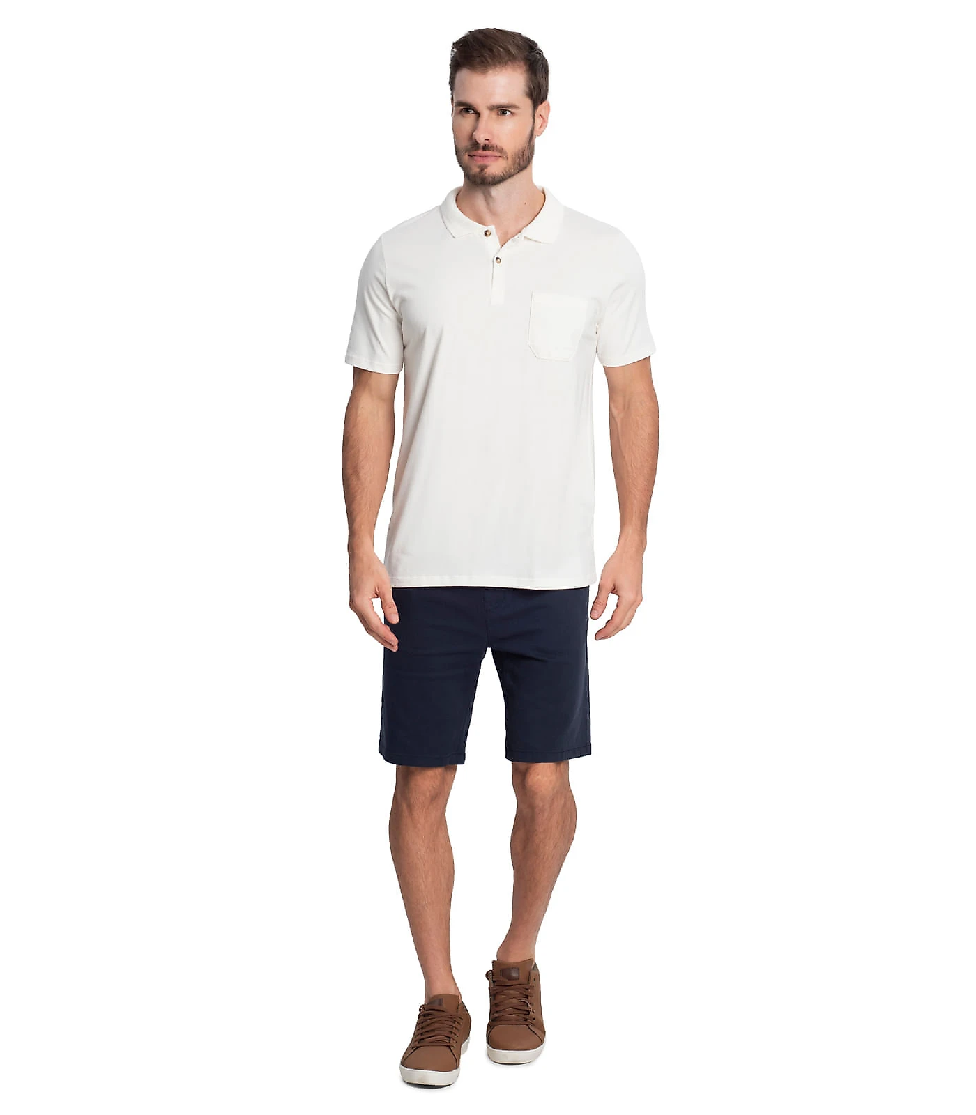 Polo Masculina Com Bolso Cotton Leve Diametro Bege G
