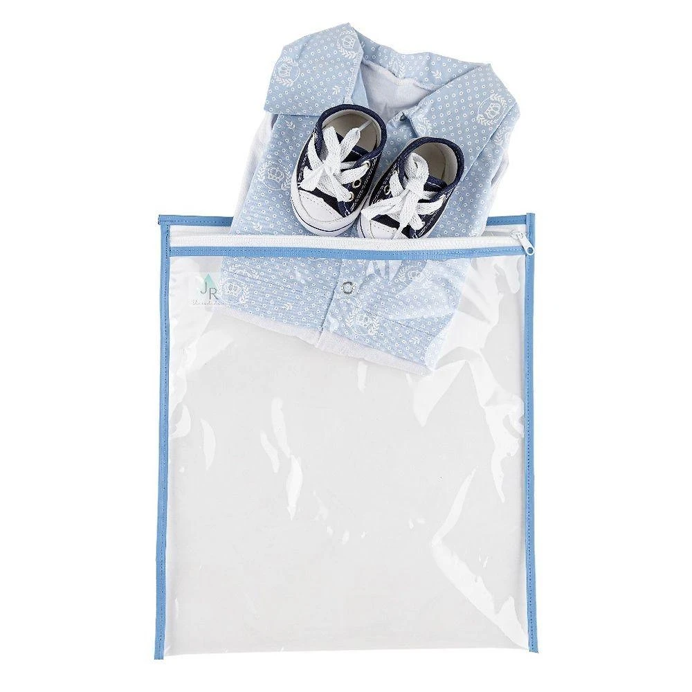 Kit de Saquinhos Organizadores Maternidade Multiuso com Zíper Plástico Azul com 8 Unidades OEM