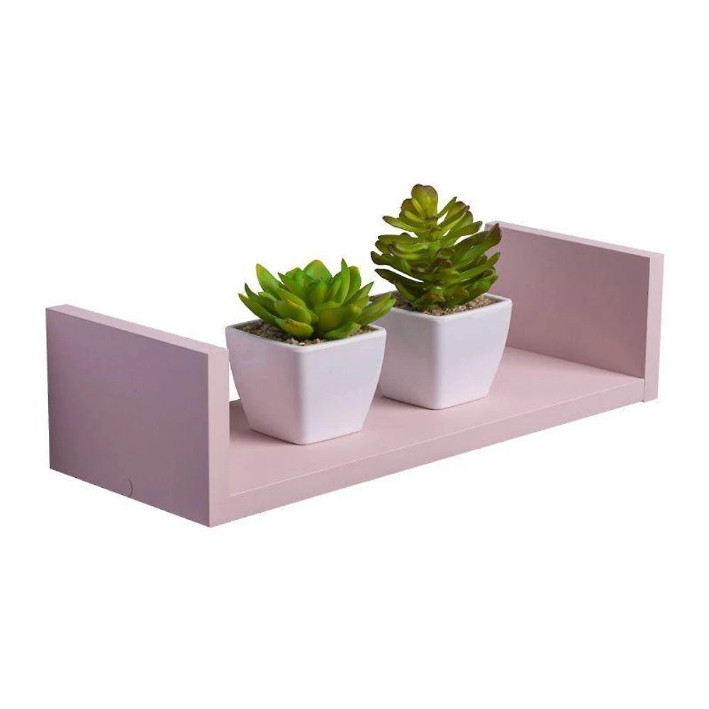 Prateleira U 40X20CM MDP Suporte Invisível Organizador Sala Moderno Fosco Rosa Claro Mercado