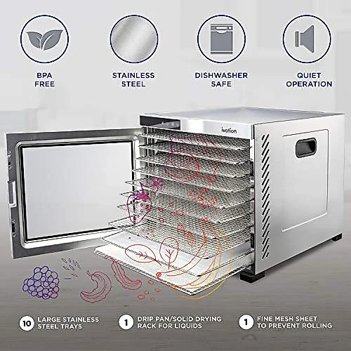 Ivation Desidratador de Alimento 10 Bandejas Digital Prata e Preto 110V