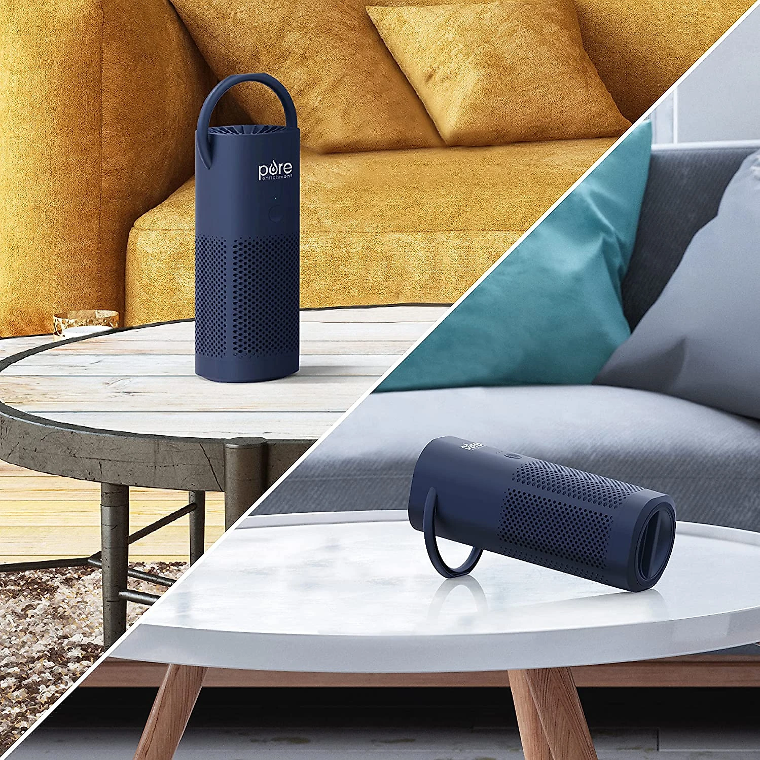 Pure Enrichment Purificador de Ar Automático Portátil com F iltro HEPA Área 5 m2 110V Azul
