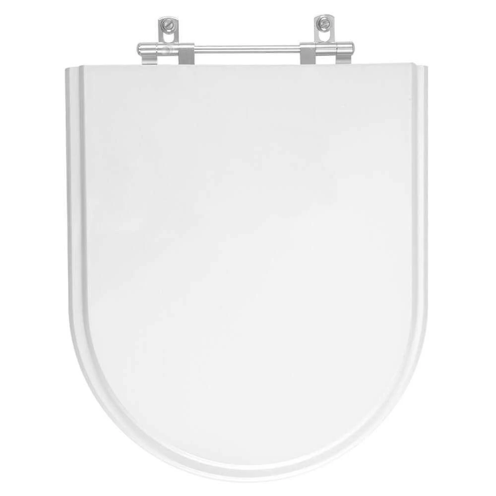 Assento Sanitário Coimbra Alongado MDF Fechamento Convencional Alumínio Anodizado Branco Pontto