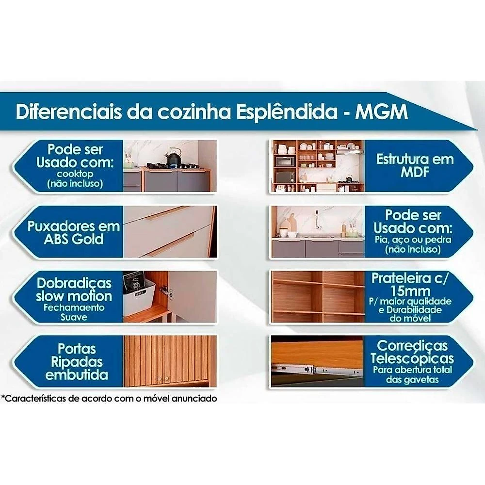 Paneleiro de Cozinha Esplêndida 4 Portas 4 Prateleiras MDF 70CM Cinamomo e Titanium