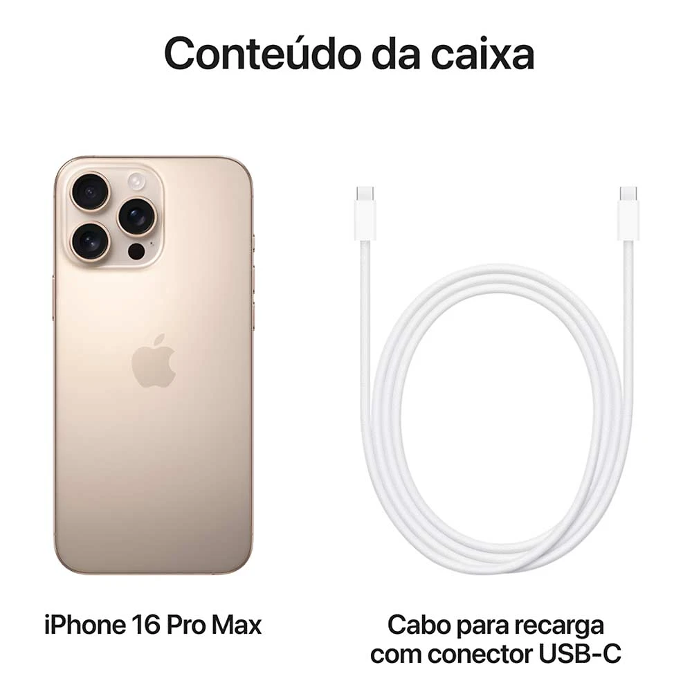 iPhone 16 Pro Max Apple (256GB) Titânio Deserto, Tela de 6,9", 5G e Câmera de 48MP Bivolt