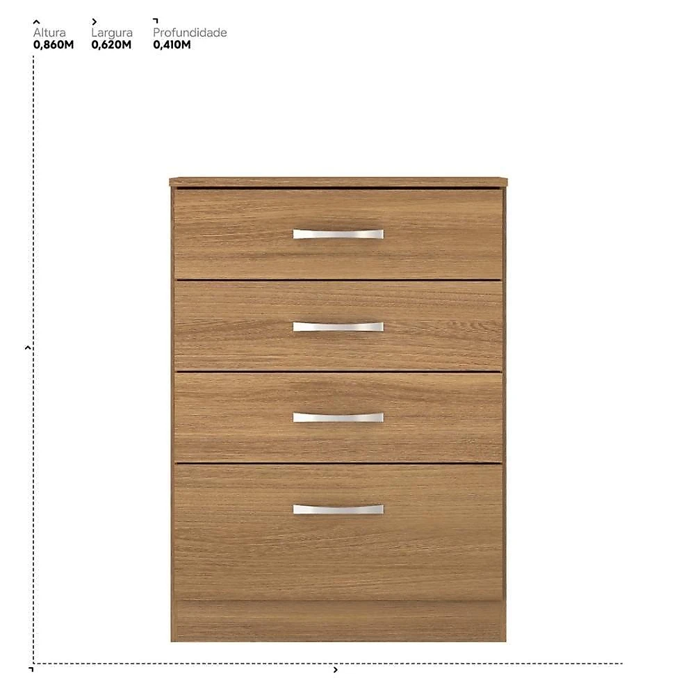 Kit Guarda Roupa Solteiro 3 Portas Wind Cômoda Astral Amêndola Touch