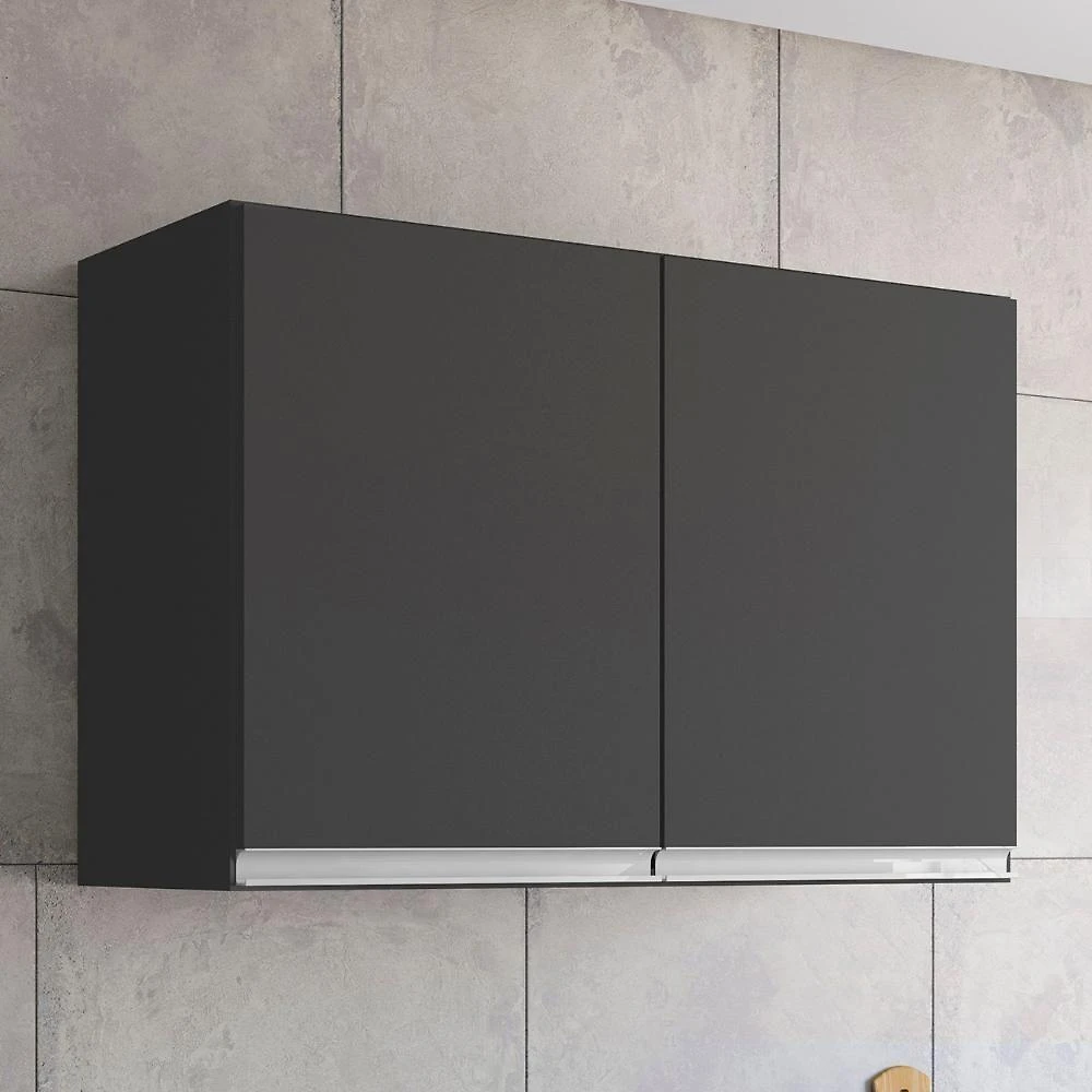 Armário De Cozinha Aéreo 80cm Com 2 Portas Andréia Cinza - Ajl Móveis