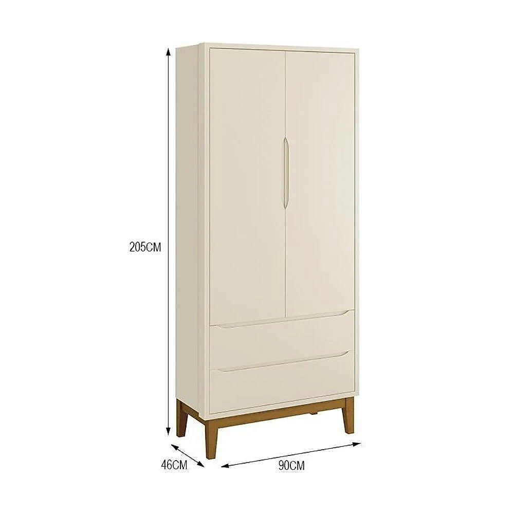 Dormitório Infantil Classic 2 Portas, Cômoda 1 Porta E Berço Areia Fosco Com Pés Amadeirado - Reller Móveis Areia Fosco