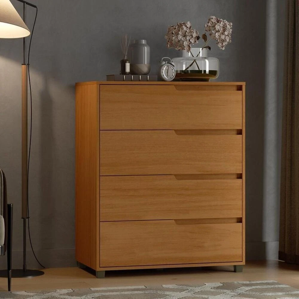 Quarto Casal com Guarda-Roupa 2 Portas de Correr, Cômoda e 2 Mesas de Cabeceira Malthus Nature