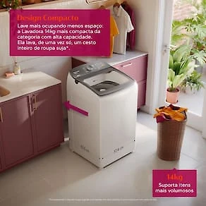Lavadora de Roupas Brastemp BWF14AB 14kg Smart Sensor Ciclo Tira Mancha Cesto Inox Branca 110V
