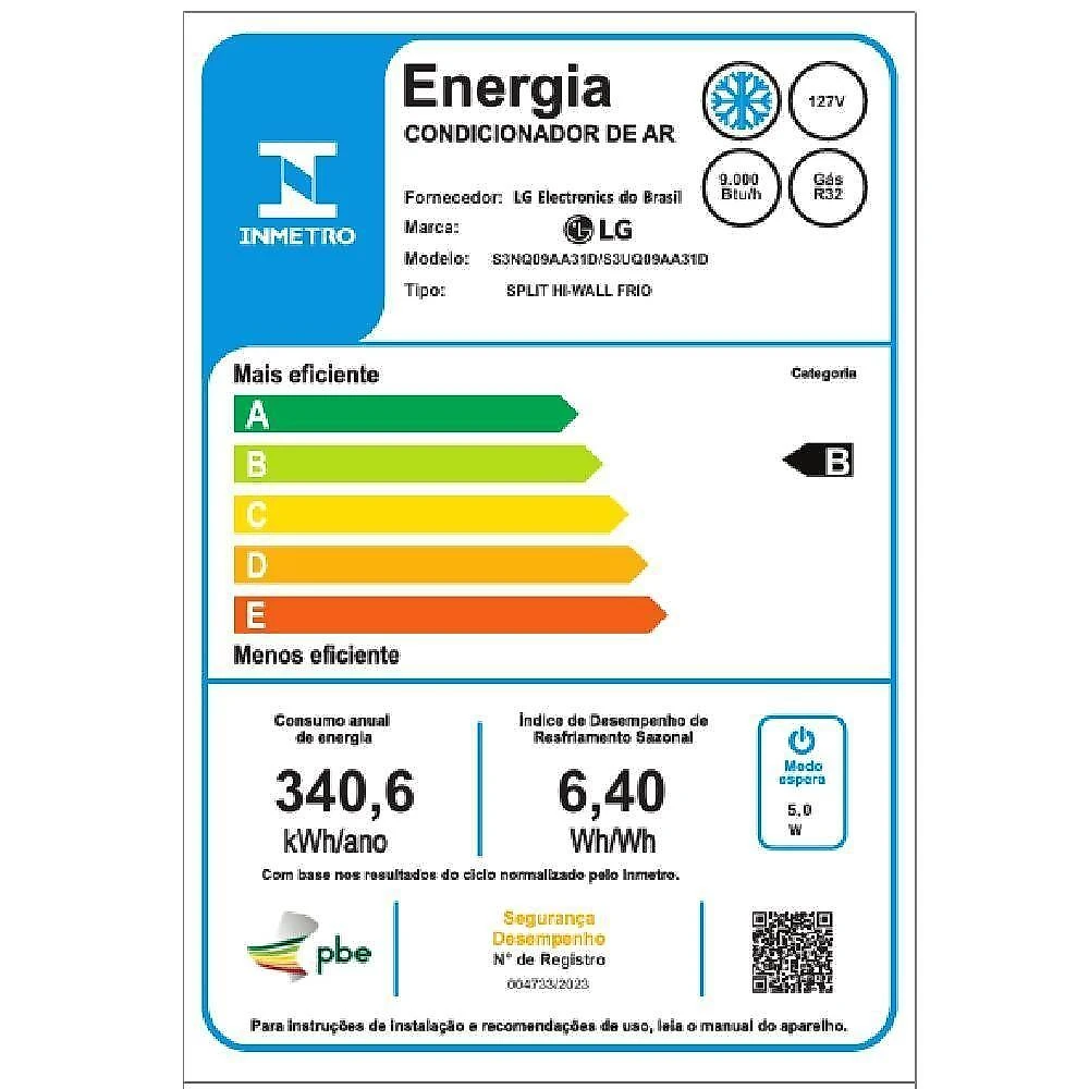 Ar condicionado split lg dual inverter voice +ai 9000 btus frio 127v s3-q09aa31d