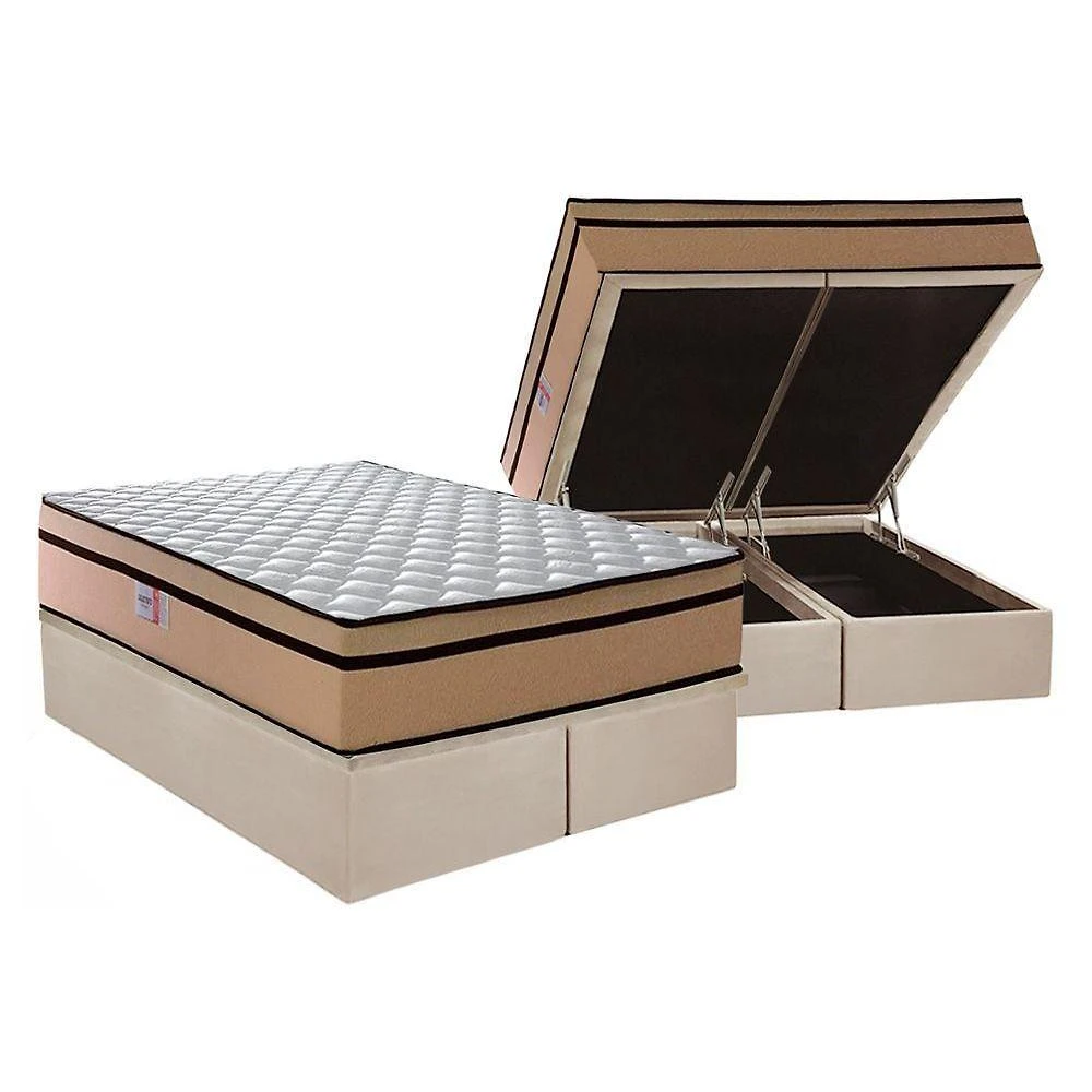 Cama Box Baú Queen: Colchão Espuma D45 Plumatex Plumatex Selectus 24 + Base Universal Suede Clean Crc (158x198)