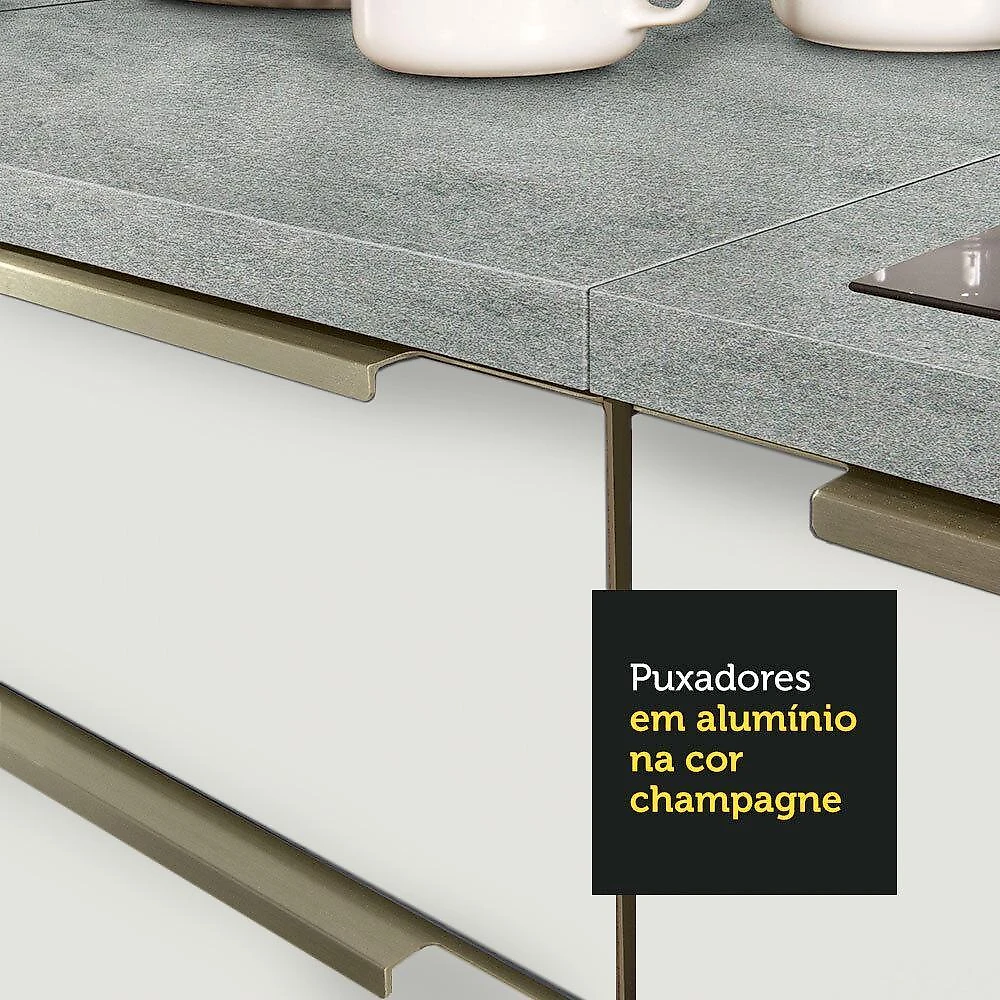 Balcão madesa lux 80 cm 2 portas (sem tampo) - branco/branco veludo