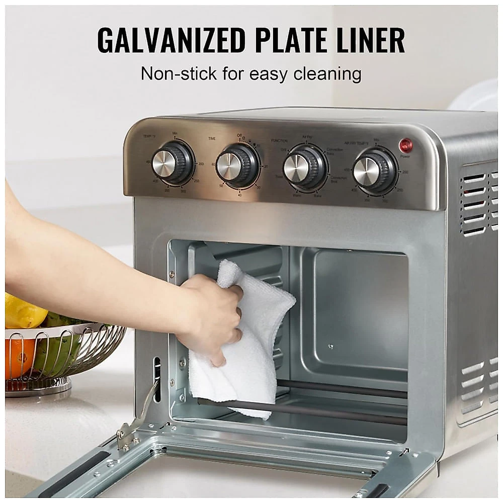 Forno Elétrico Air Fryer VEVOR 7 em 1, 18L, 1800W, Convecção 360°, Temporizador 60min, Aço Inox, Multiuso com Acessórios, 110V