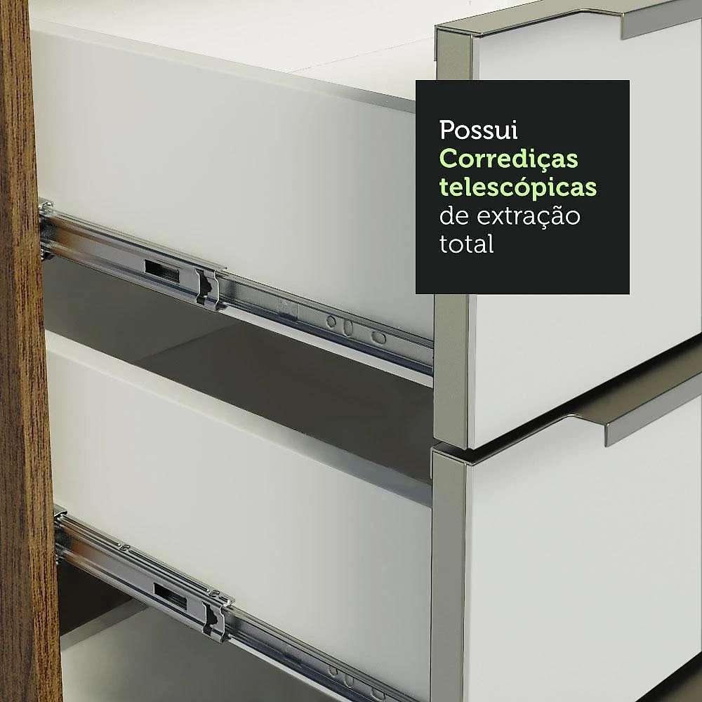 Cozinha Completa Madesa Lux 260005 com Armário e Balcão - Rustic/Branco Veludo Rustic/Branco Veludo