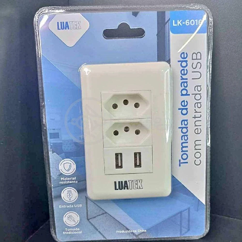 Tomada de Parede com USB Modelo Luxo Dupla 10A Bivolt Branco Smart Bracelet webcontinental-9009288747226