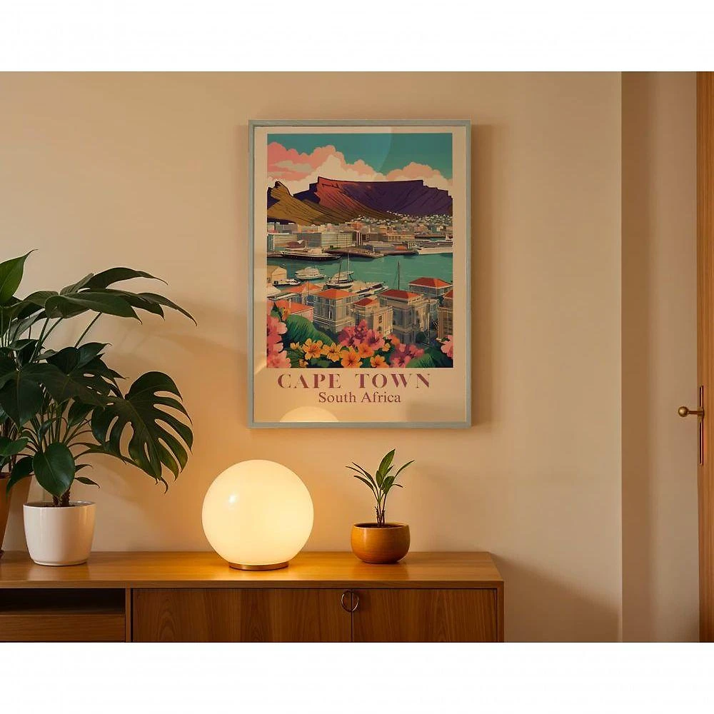 Quadro Decorativo Cape Town Retangular 50X70 Branco para Decoração de Ambientes Modernos
