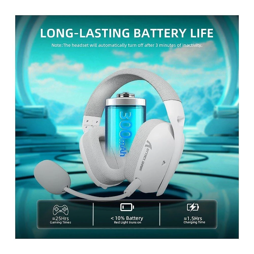Headset Gamer Sem Fio Attack Shark L80 Pro, Bluetooth, Som Surround 7.1, Branco - L80PRO