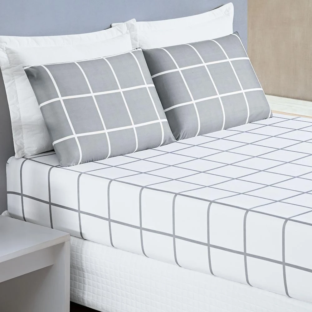 Jogo De Cama Lençol 200 Fios Austin Solteiro 02 Peças - Cinza