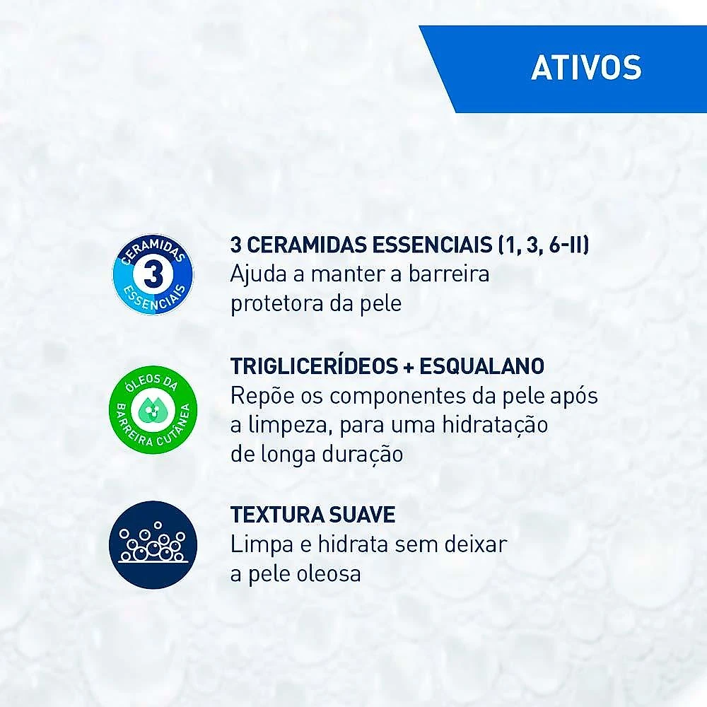 Óleo de limpeza hidratante para banho pele normal a seca cerave 236ml