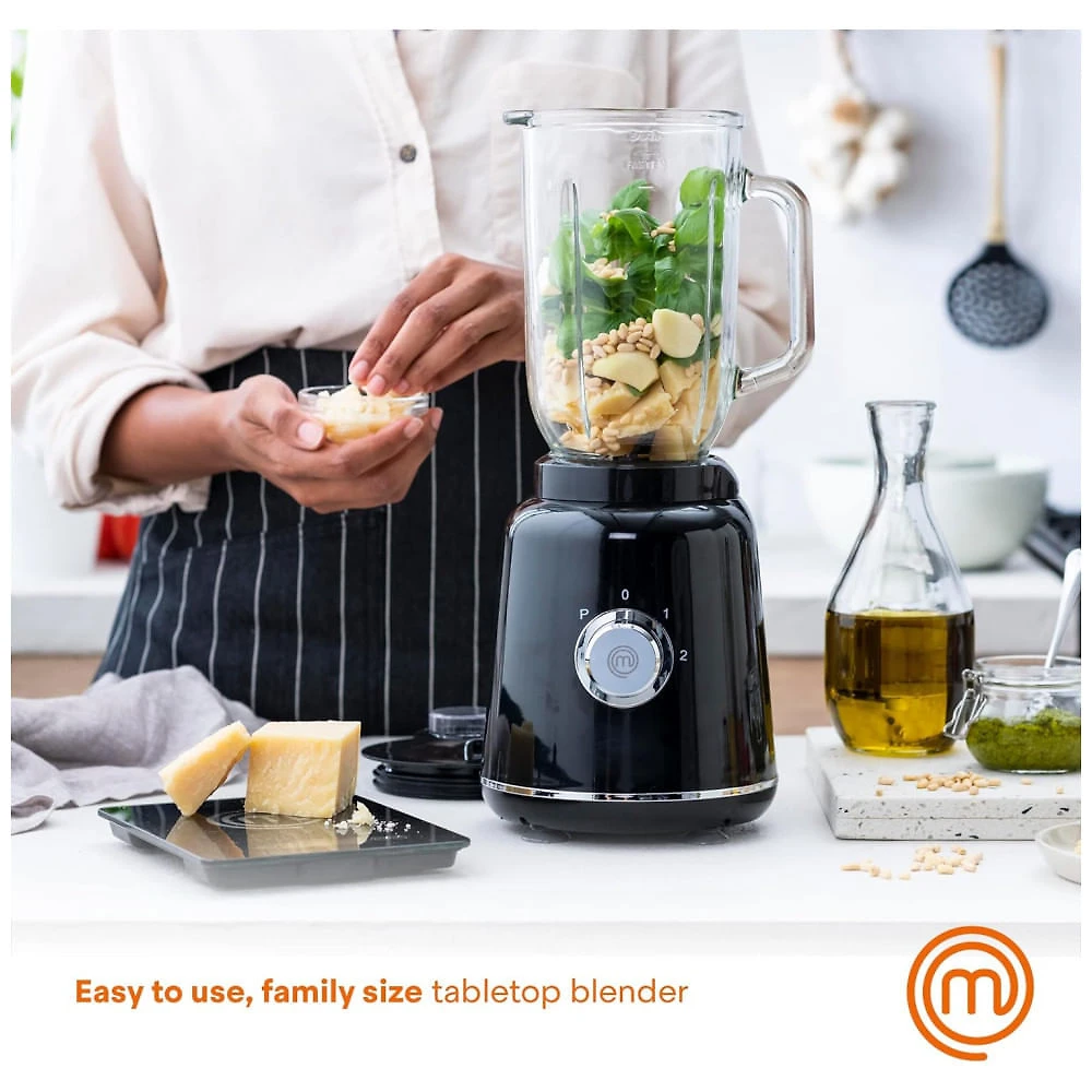 Liquidificador de Bancada 1L com Jarro de Vidro e 2 Velocidades, 110V 400W, MasterChef, Preto