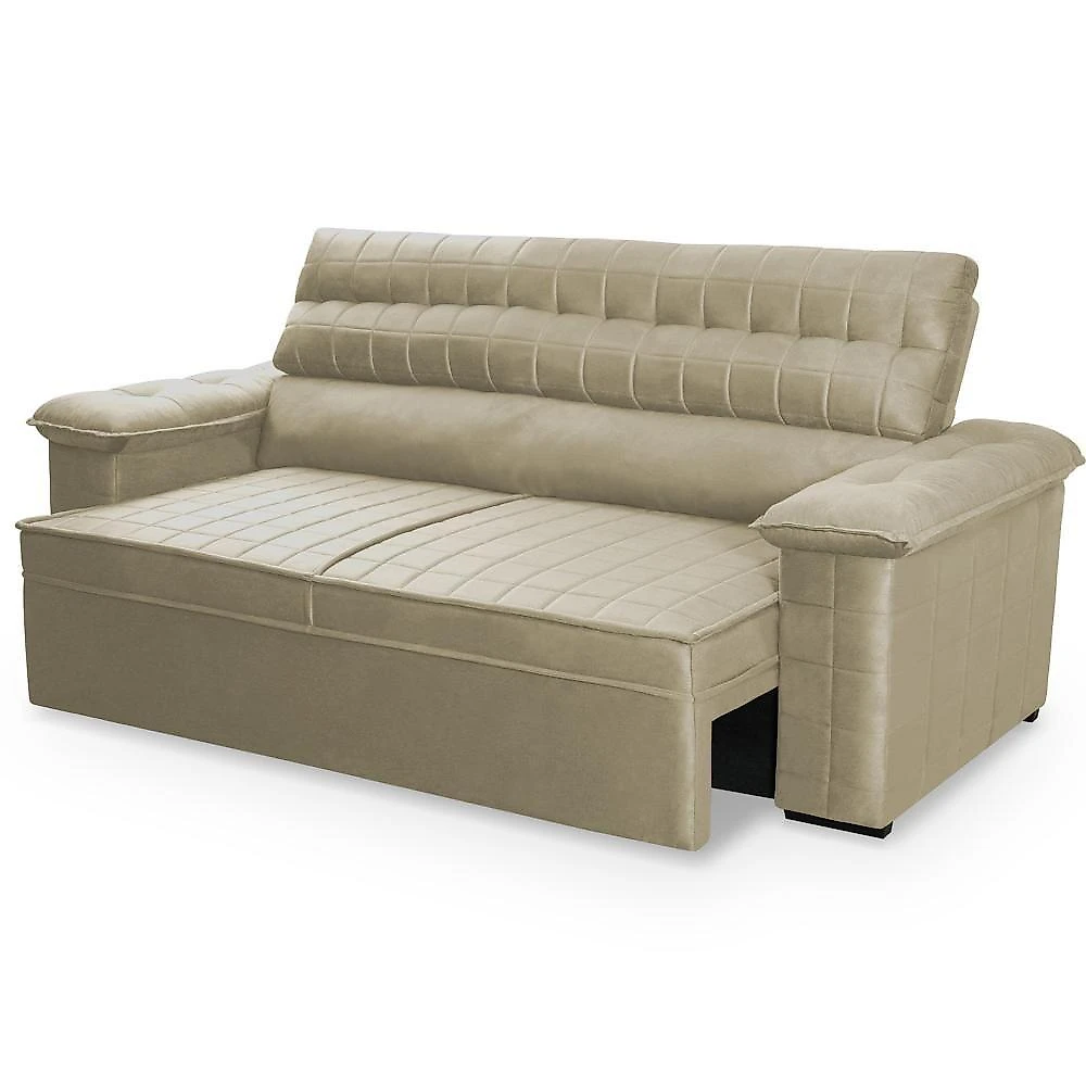 Sofá Retrátil Reclinável 2 Lugares Com Molas 1,50m Quantum Suede Velut Bege - King House