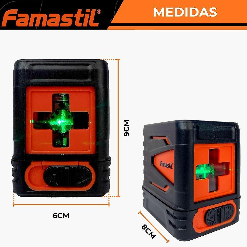 Nível Laser Famastil 20m 2 Linhas Autonivelante 90 Graus Inox