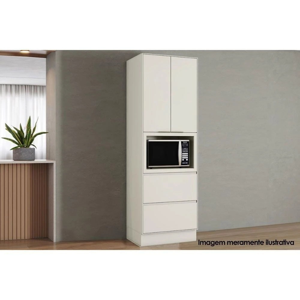 Paneleiro de Cozinha Fineze 2 Portas 2 Gavetas MDF 51CM Areia Móveis Henn