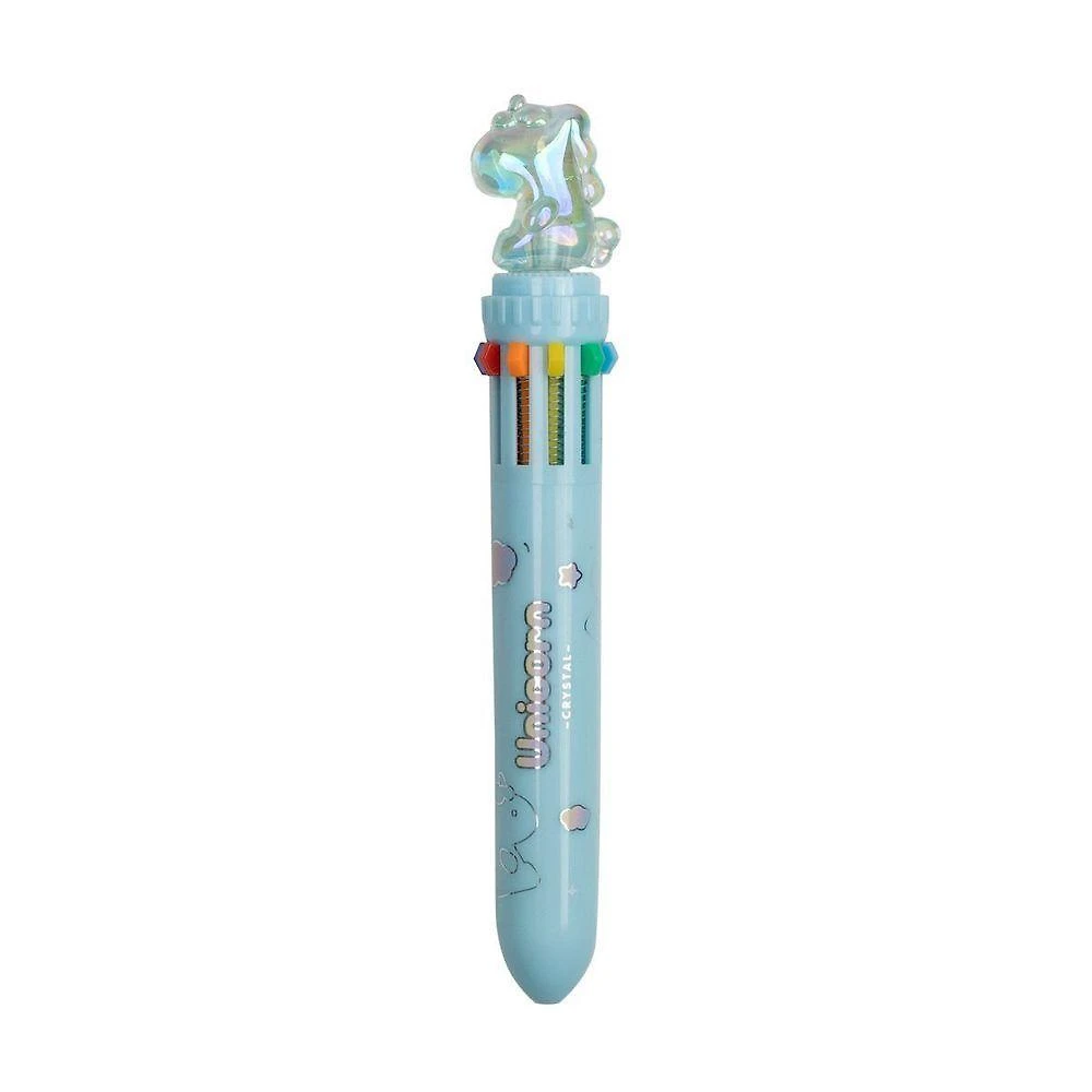 Caneta Acessorios de Papelaria Imaginarium Unicornio Azul com 10 Cores 1 Unidade