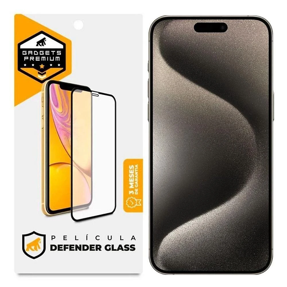 Película Gshield para Iphone 15 Pro Defender Glass Preta Vidro Duplamente Temperado
