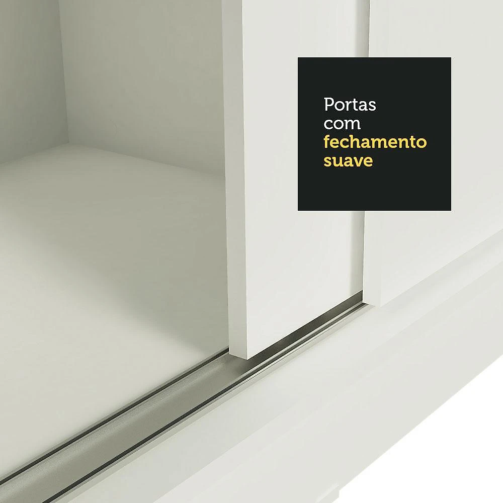 Guarda-roupa casal madesa austin 4 portas de correr 3 gavetas - branco