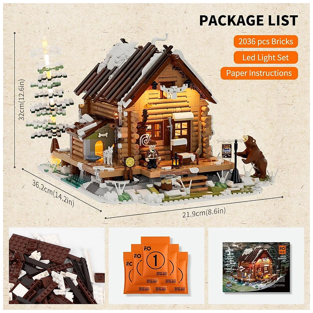 Kit de Construção Cabine de Caça Retrô com Luz LED e 2036 Peças, FUNWHOLE