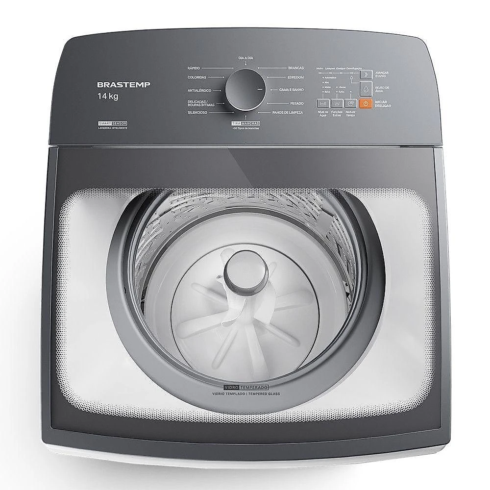 Máquina De Lavar 14kg Smart Sensor Tira Manchas Brastemp Branco 110V