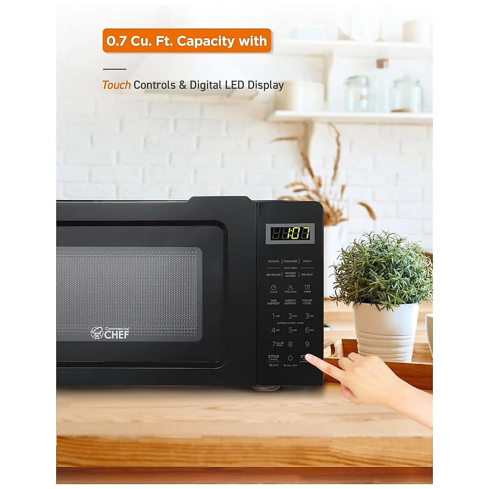 Micro Ondas de Bancada 19L com 6 Programas, 110V 700W, Chef CHM770B, Preto