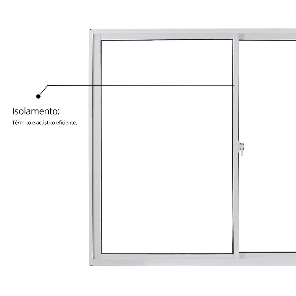 Janela de Alumínio de Correr 100x100cm 2 Folhas com Vidro Liso Linha Soft Mgm Branco Janela de Alumínio de Correr 100x100cm Vidro Liso Linha Soft MGM Branco