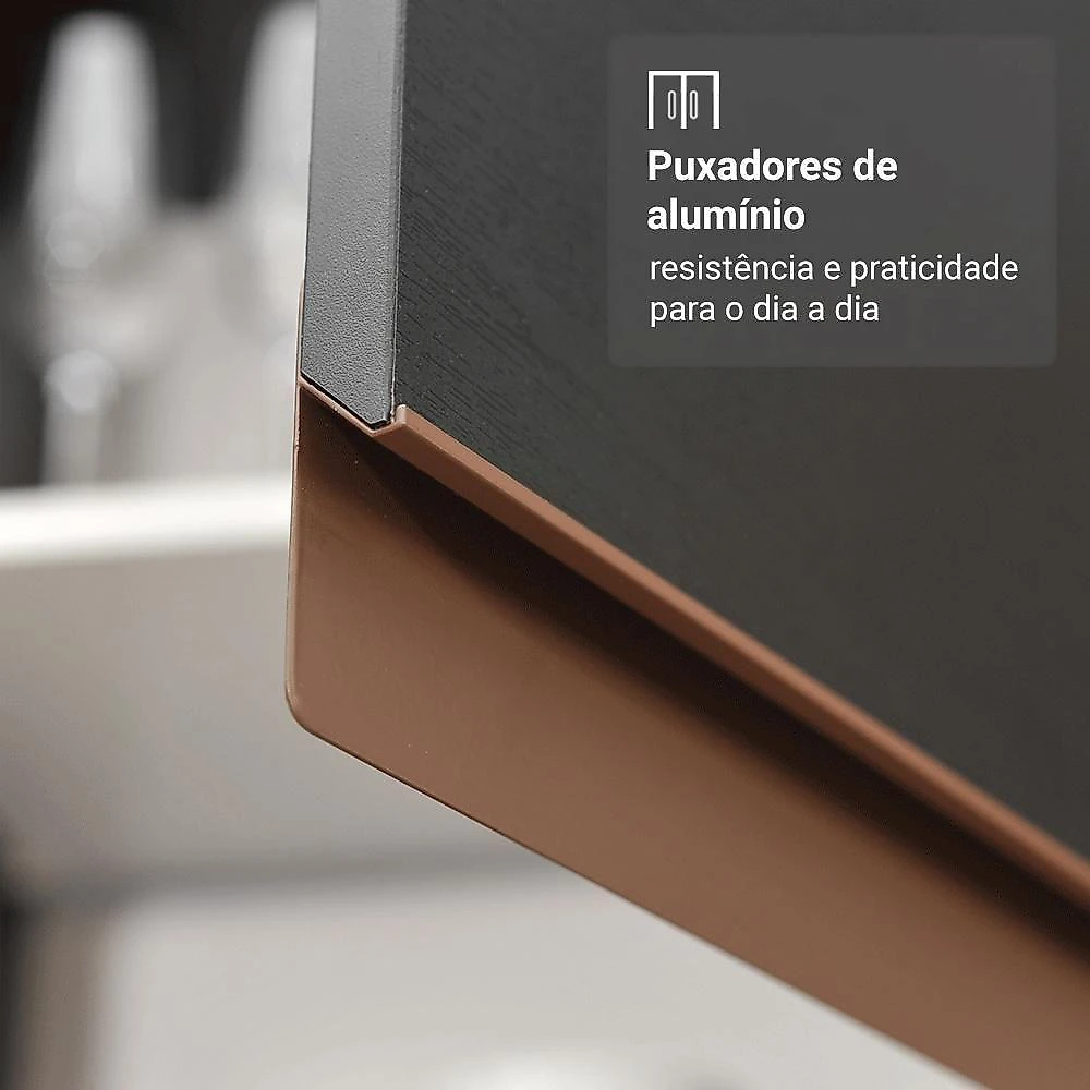 Armário De Cozinha Completa 250cm Preto Reims Madesa 09 Preto