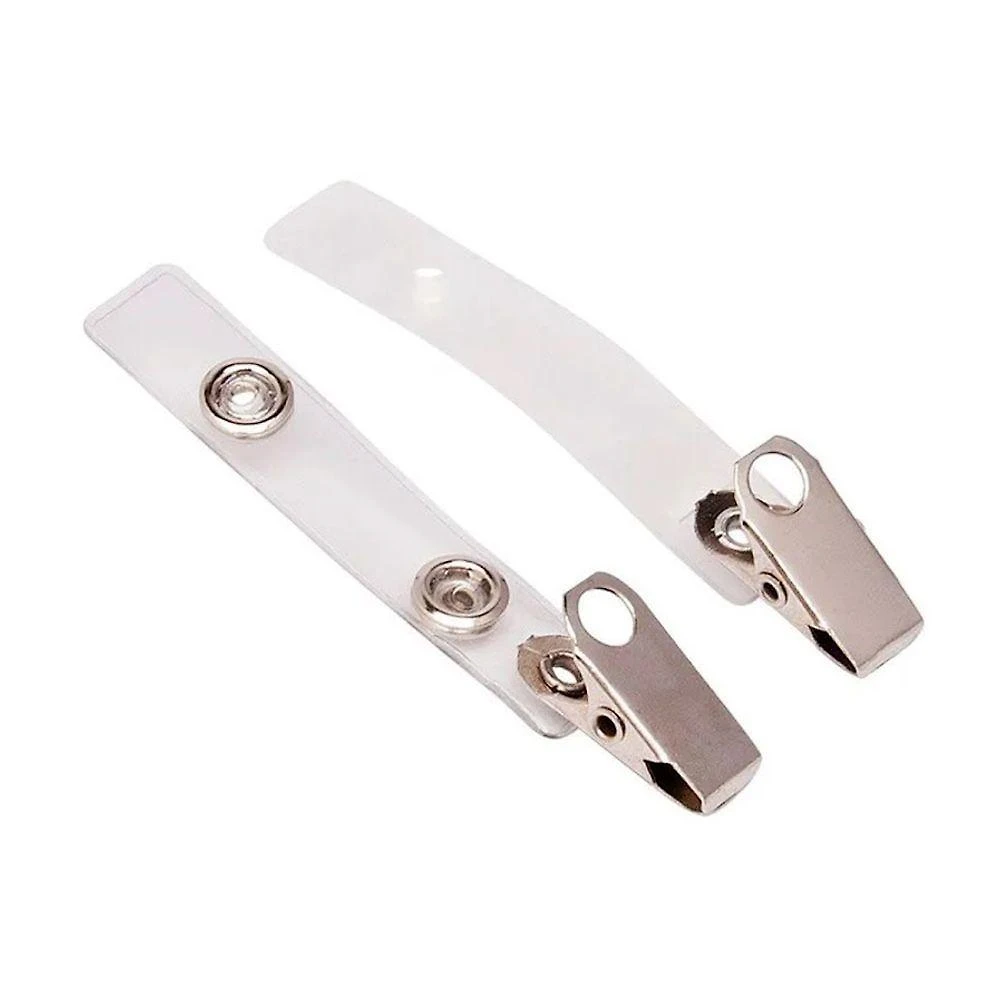 Clip Jacaré para Crachá Isar com Alça Leitosa Metal Fixação Prática Pacote 50 Unidades Leitosa