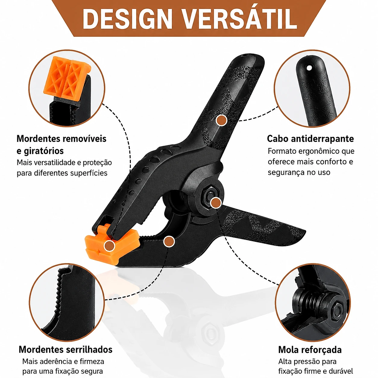 Kit 3x Alicates Garra de Mola 9" Braçadeira Grande para Fundo Fotográfico