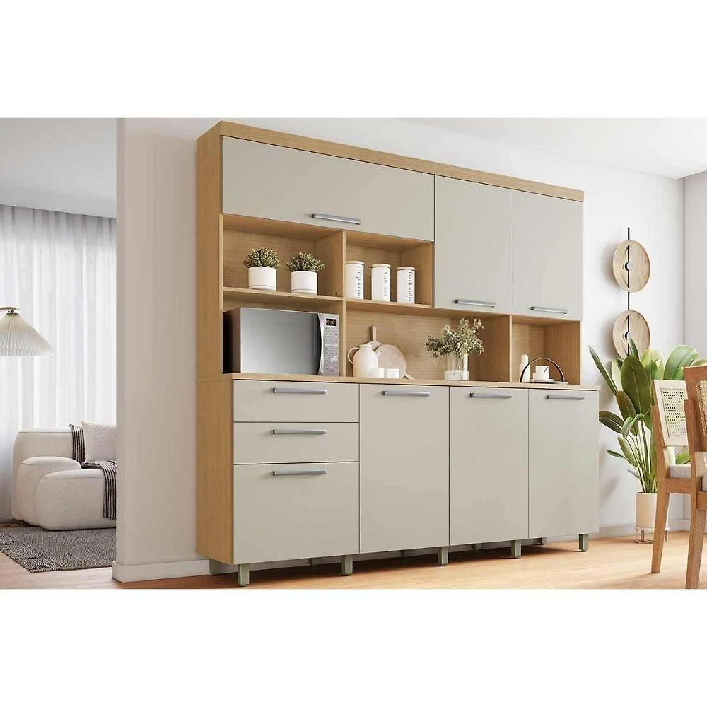 Miniatura Kit De Cozinha Compacta Nobreza C- 7 Portas E 2 Gavetas 210cm Carvalho-cinza - Nesher